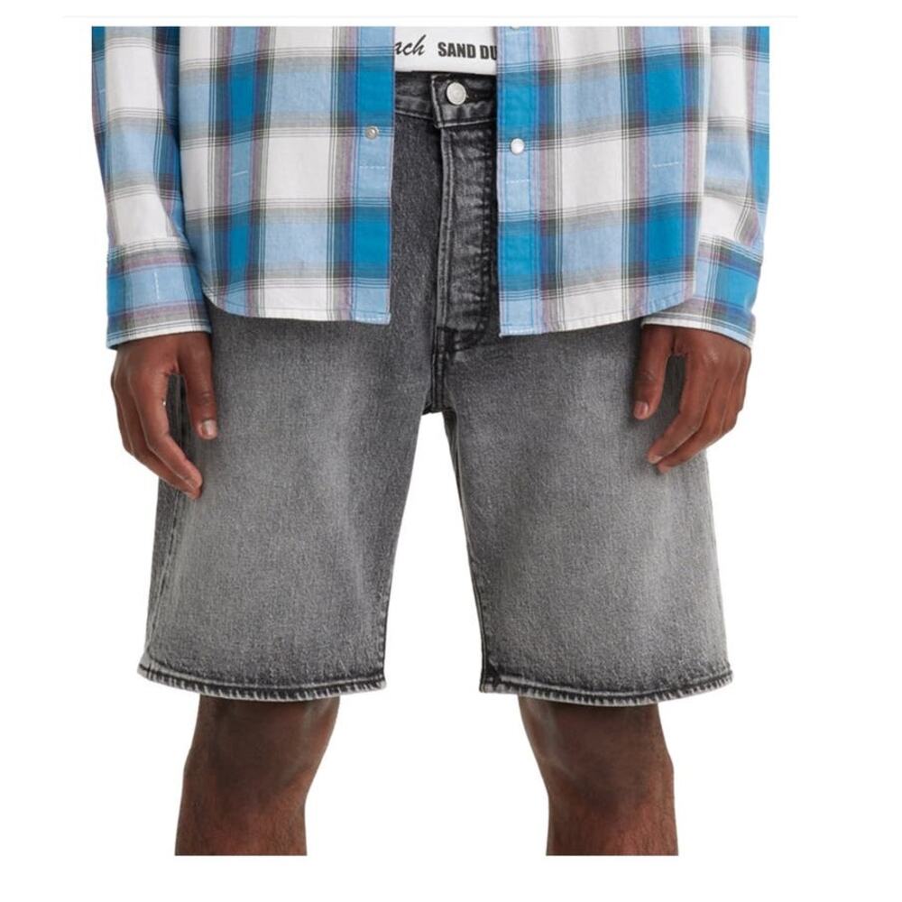 NEW Levi's 501 9" Mens Jean Shorts Grey Denim Hemmed Button Fly Stretch Size 42